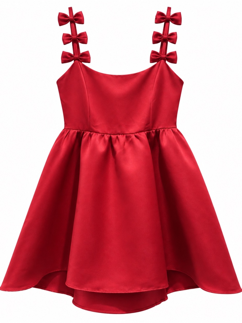 Elliatt Enchantment Red Satin Bow Strap Mini Dress Size L